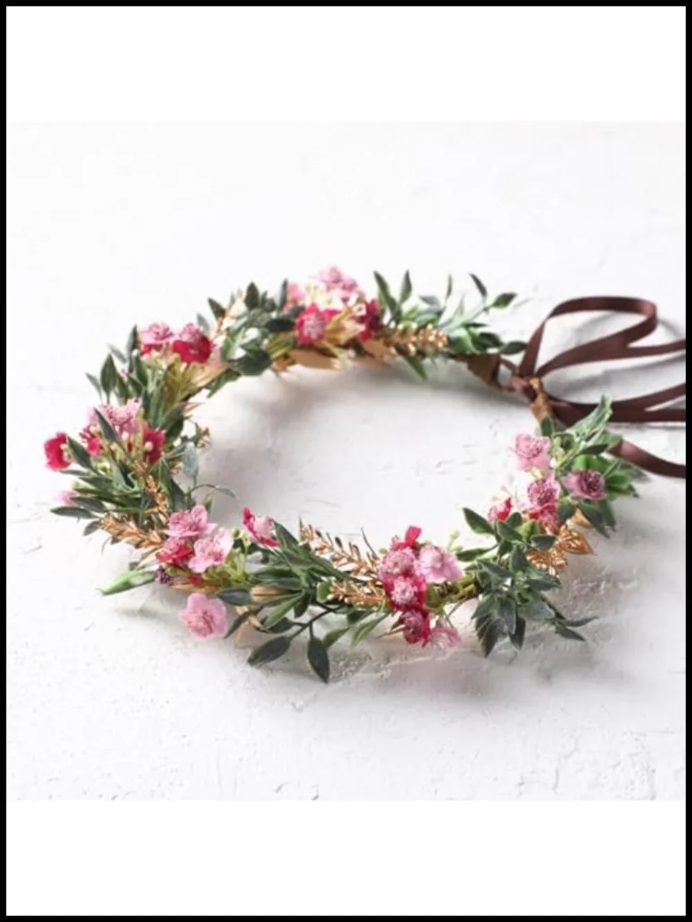 Handmade Flower Crown Headband Floral Wire Wrap Plastic Flowers